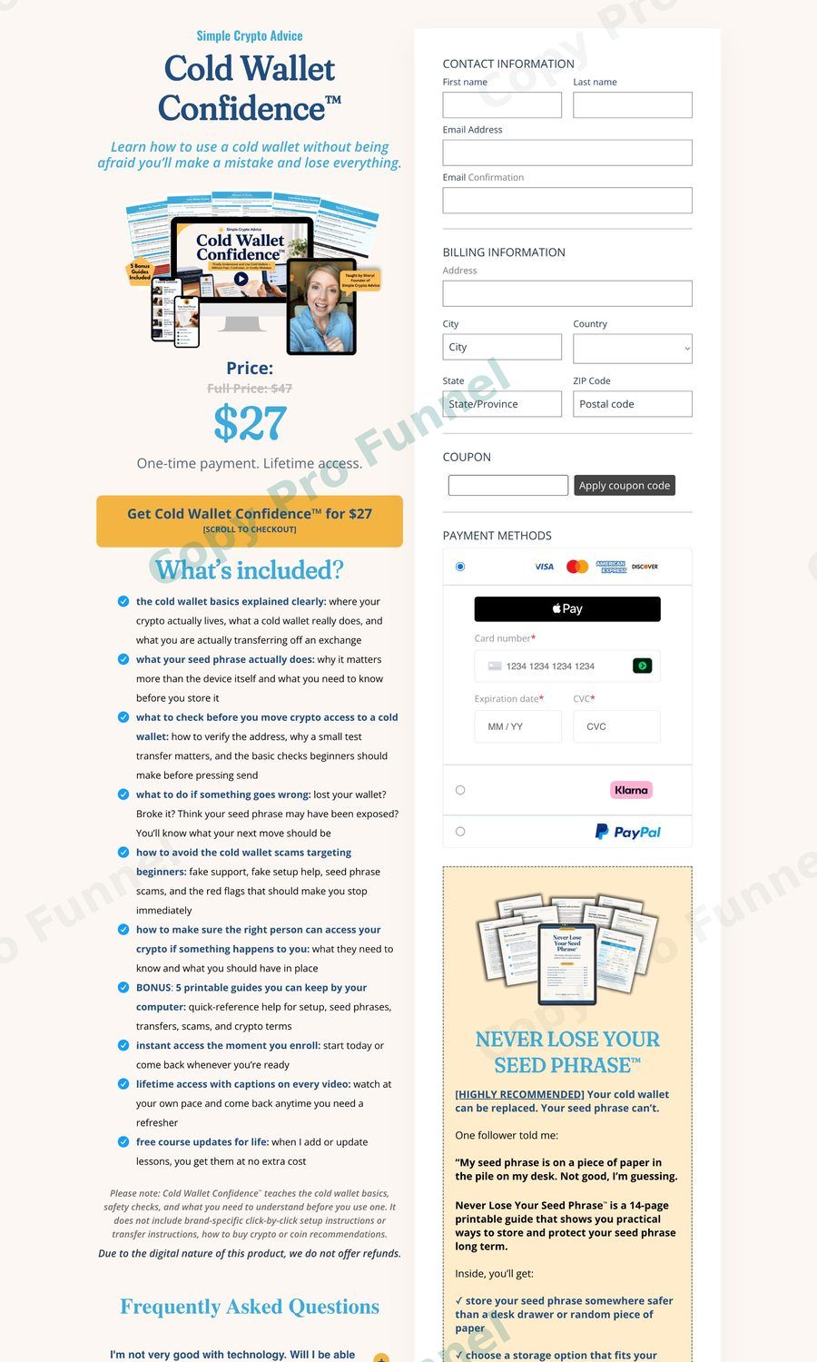 Simple Crypto Advice funnel preview